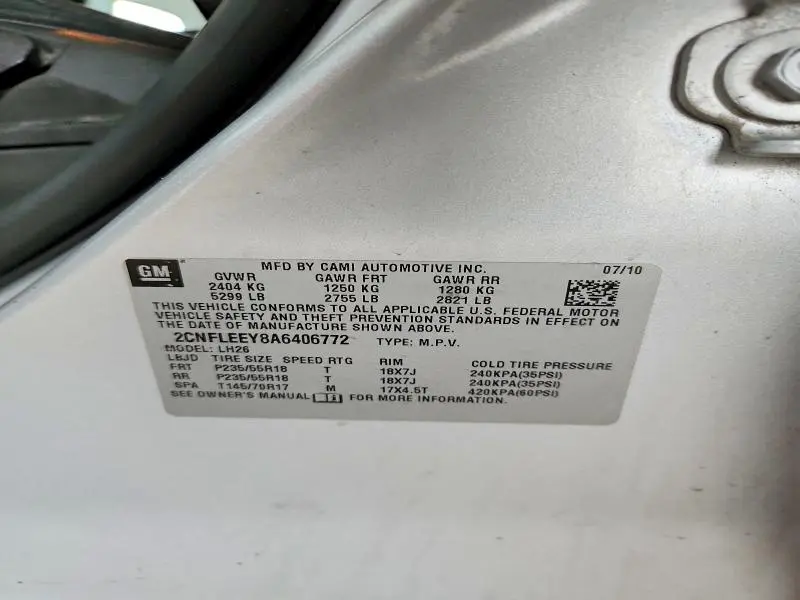 2010 CHEVROLET EQUINOX LT  