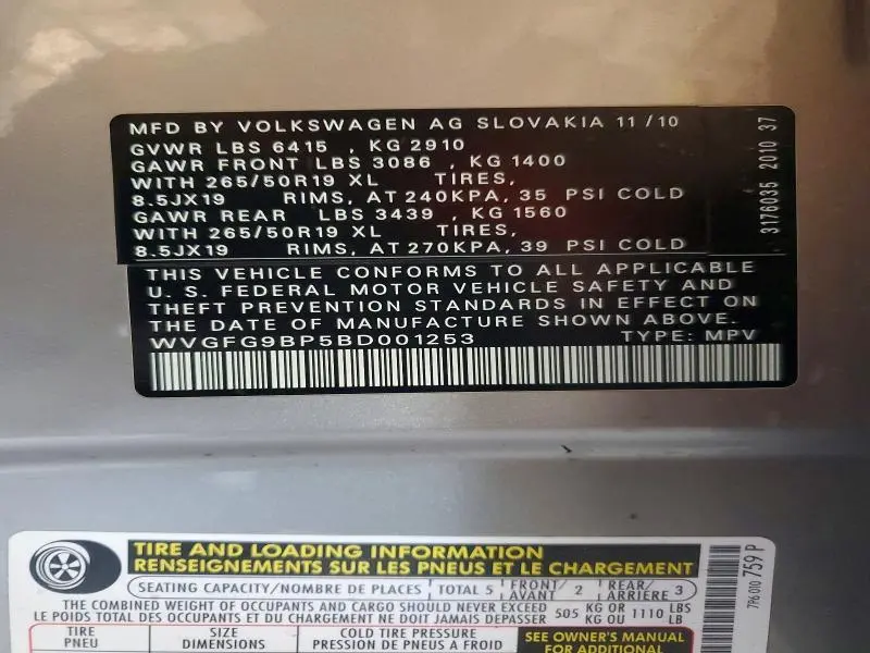2011 VOLKSWAGEN TOUAREG HYBRID  