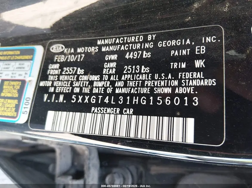 2017 KIA OPTIMA LX