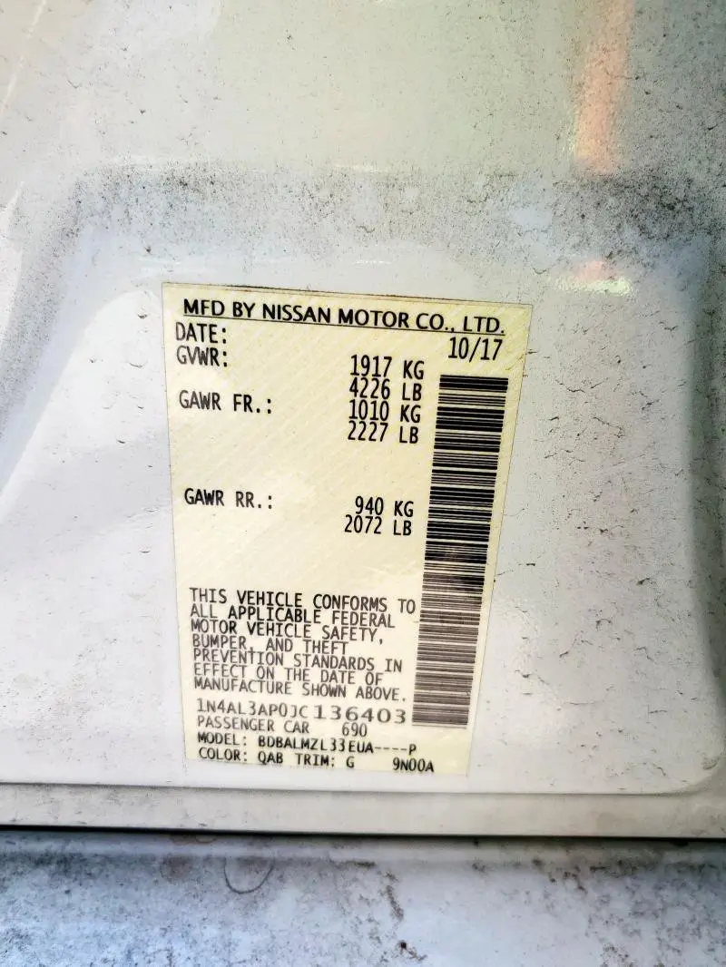 2018 NISSAN ALTIMA 2.5  