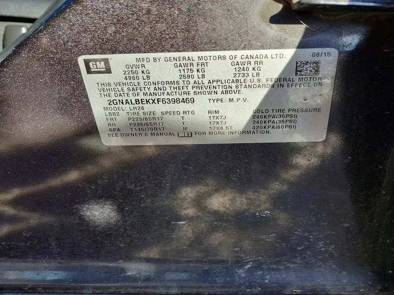 2015 CHEVROLET EQUINOX LT  