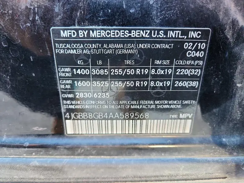 2010 MERCEDES-BENZ ML 350 4MATIC  