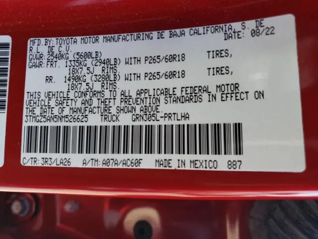 2022 TOYOTA TACOMA DOUBLE CAB  