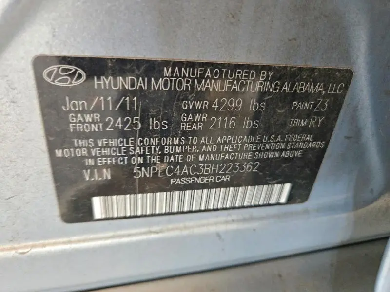 2011 HYUNDAI SONATA SE  