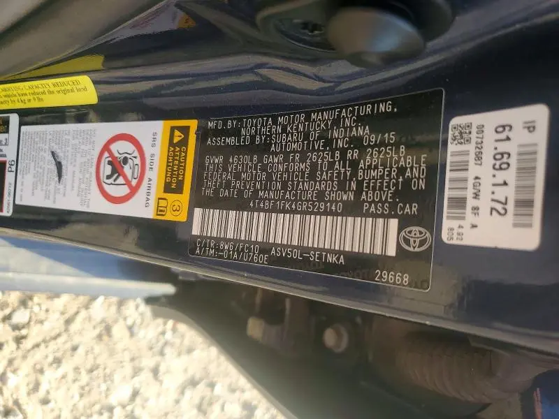 2016 TOYOTA CAMRY LE  