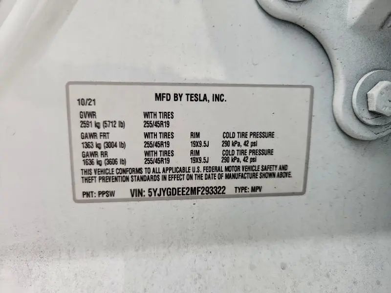 2021 TESLA MODEL Y   