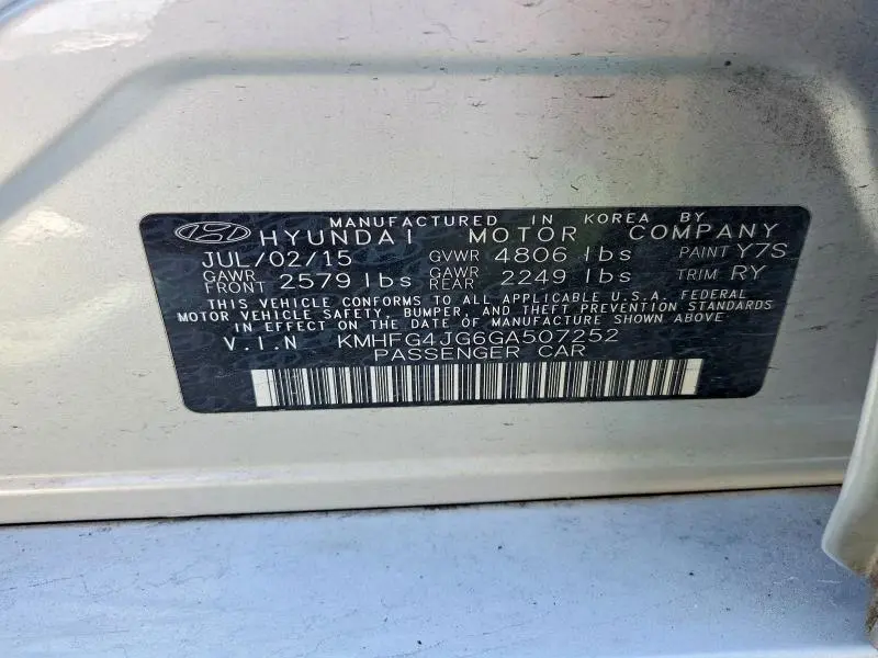 2016 HYUNDAI AZERA BASE  