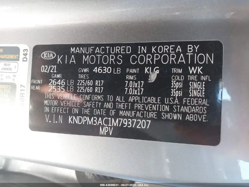 2021 KIA SPORTAGE LX