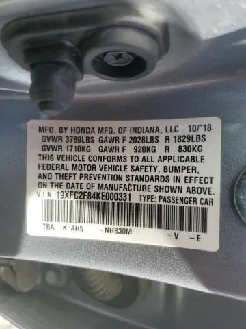 2019 HONDA CIVIC SPORT  