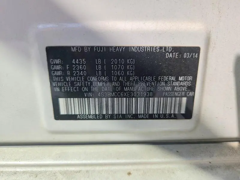 2014 SUBARU LEGACY 2.5I PREMIUM  