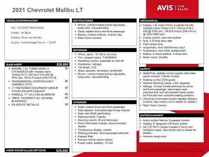 2021 CHEVROLET MALIBU LT  