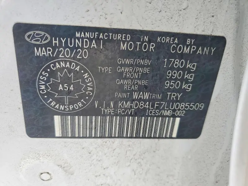 2020 HYUNDAI ELANTRA SEL  