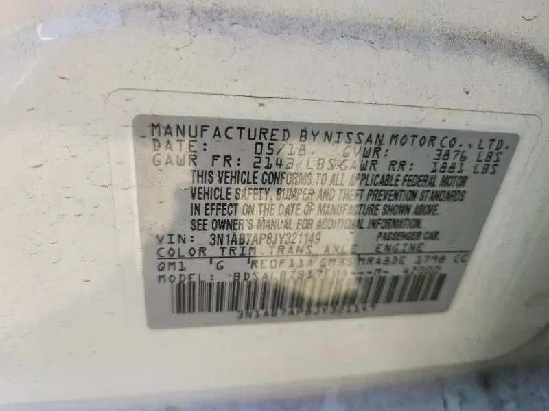2018 NISSAN SENTRA S  
