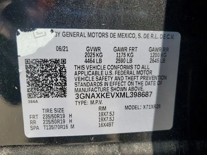 2021 CHEVROLET EQUINOX LT  