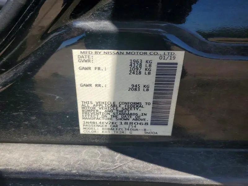 2019 NISSAN ALTIMA SL  