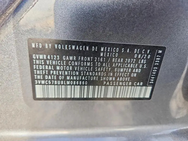 2020 VOLKSWAGEN JETTA S  