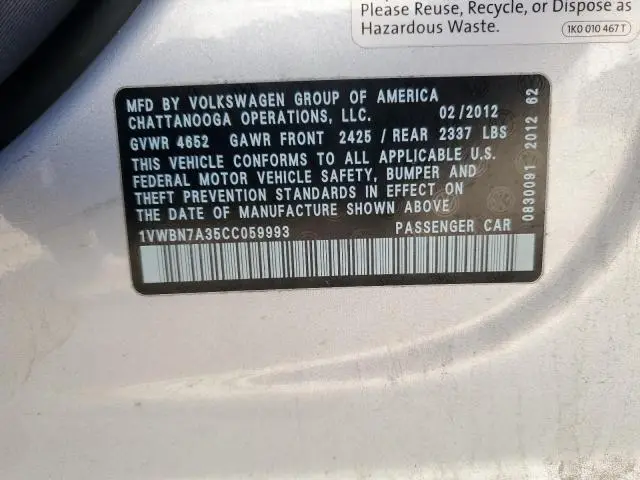 2012 VOLKSWAGEN PASSAT SE