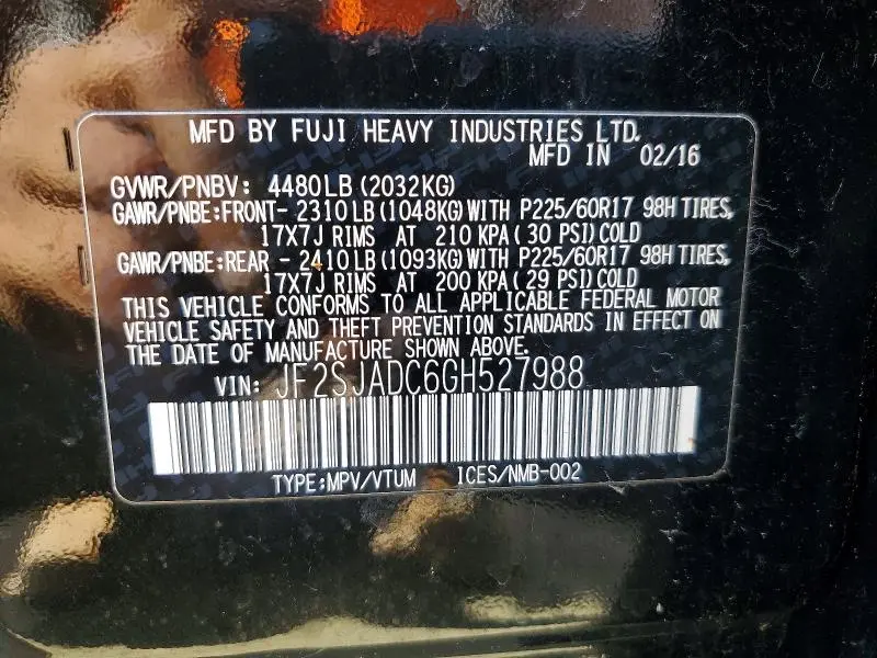 2016 SUBARU FORESTER 2.5I PREMIUM  