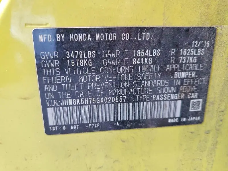 2016 HONDA FIT EX  