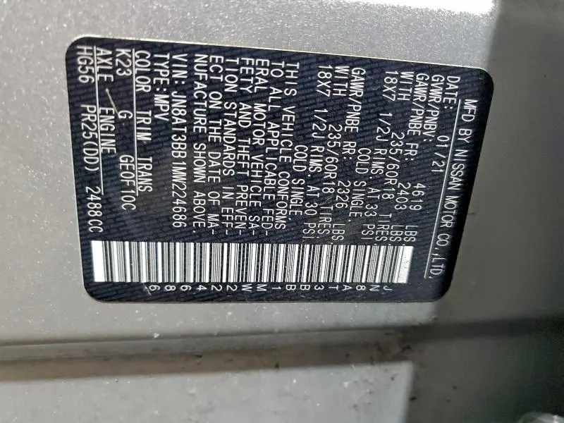 2021 NISSAN ROGUE SV  