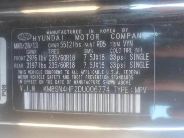 2013 HYUNDAI SANTA FE GLS  