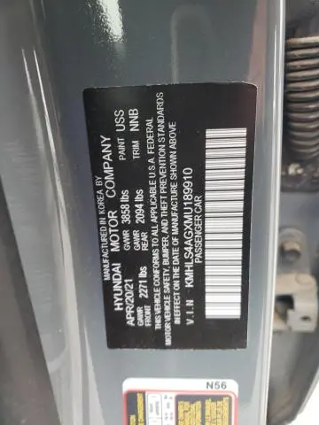 2021 HYUNDAI ELANTRA SEL  