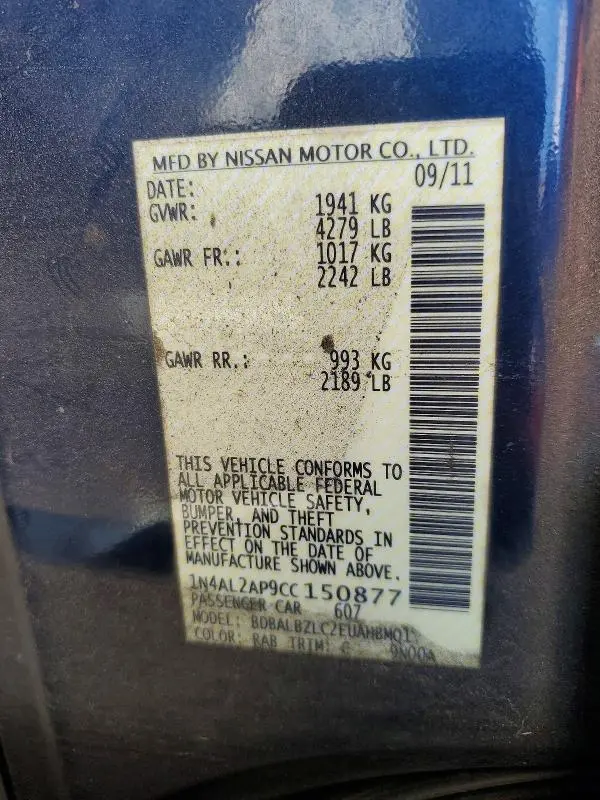 2012 NISSAN ALTIMA 2.5  