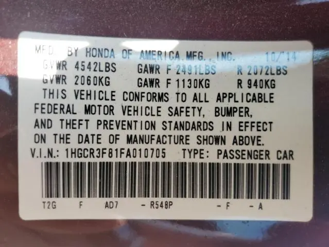 2015 HONDA ACCORD EXL  