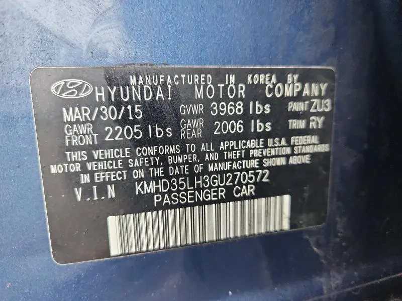 2016 HYUNDAI ELANTRA GT   