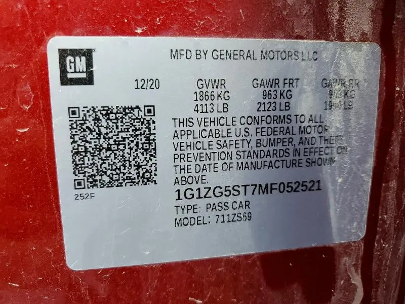 2021 CHEVROLET MALIBU   