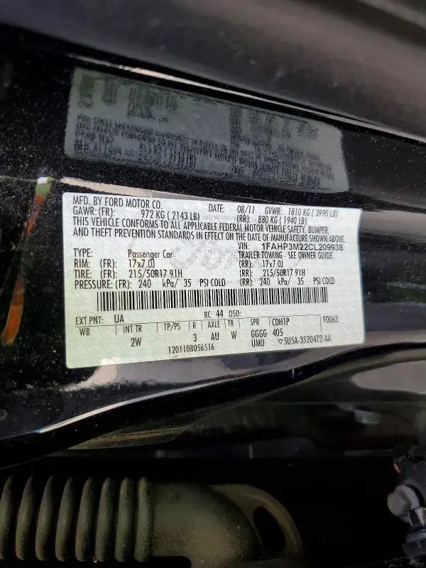 2012 FORD FOCUS SEL  