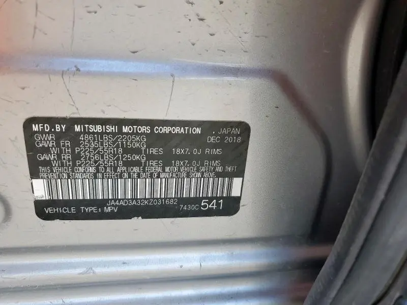 2019 MITSUBISHI OUTLANDER SE  