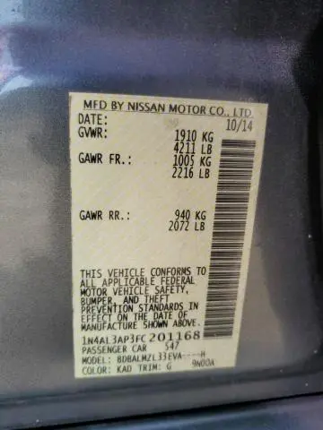 2015 NISSAN ALTIMA 2.5  