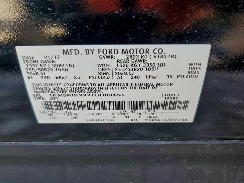 2017 FORD EXPLORER XLT  