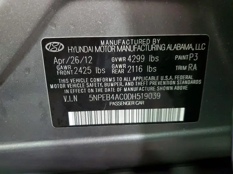 2013 HYUNDAI SONATA GLS  