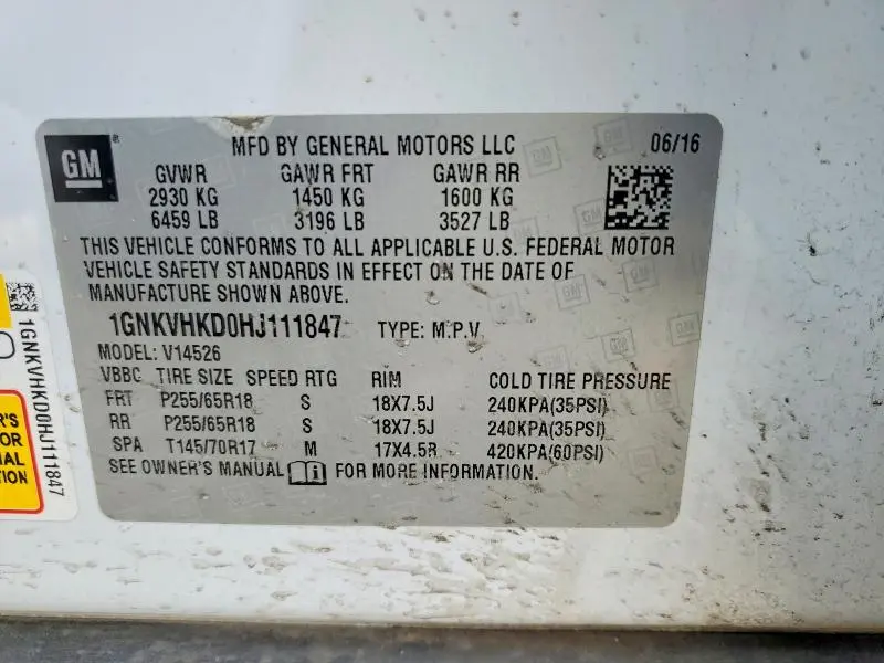 2017 CHEVROLET TRAVERSE LT  