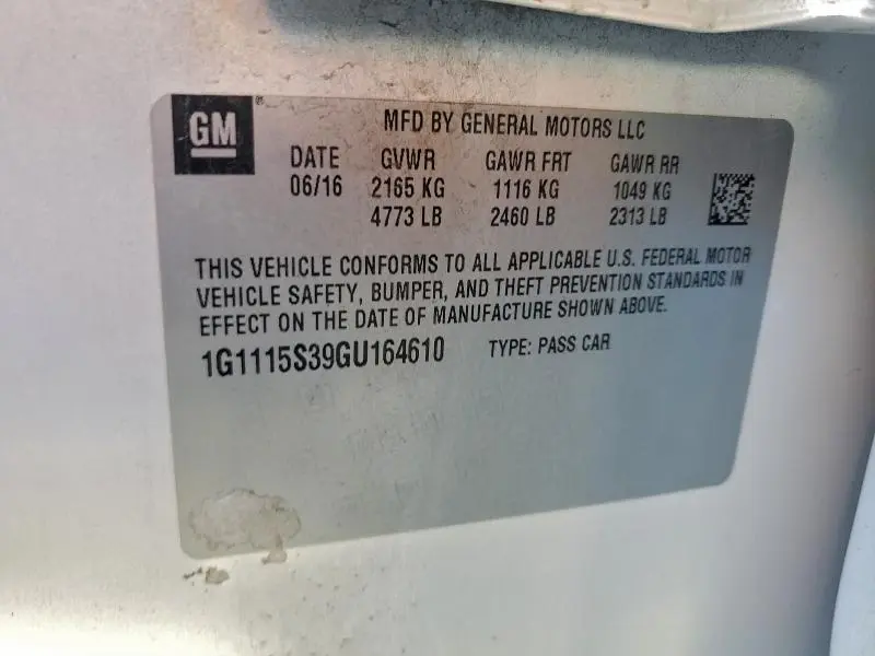 2016 CHEVROLET IMPALA LT  