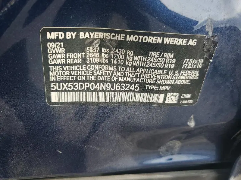 2022 BMW X3 XDRIVE30I  