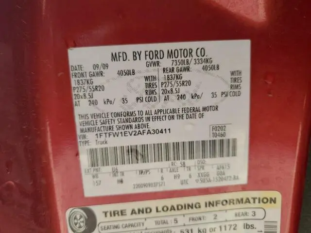 2010 FORD F150 SUPERCREW  