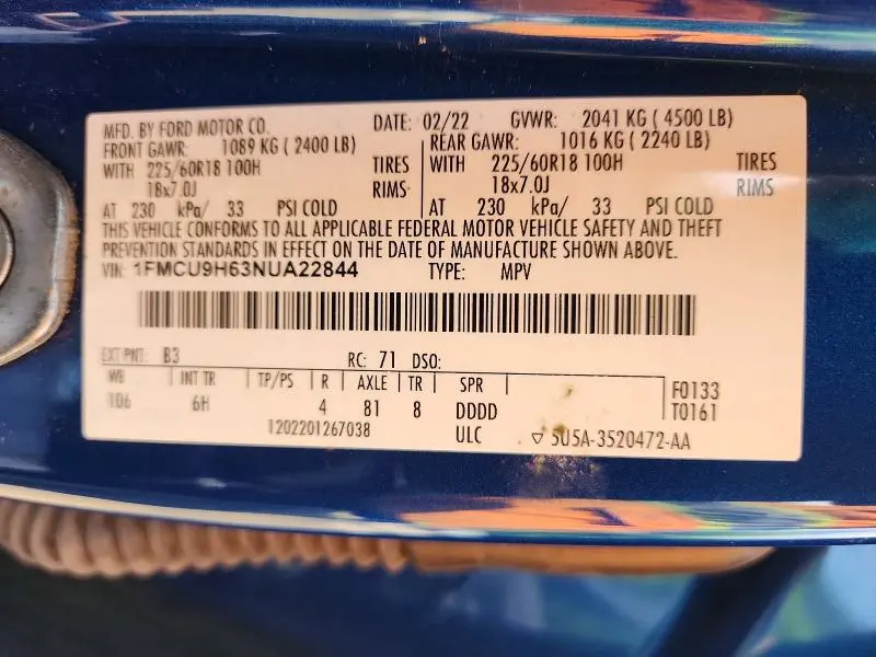 2022 FORD ESCAPE SEL  