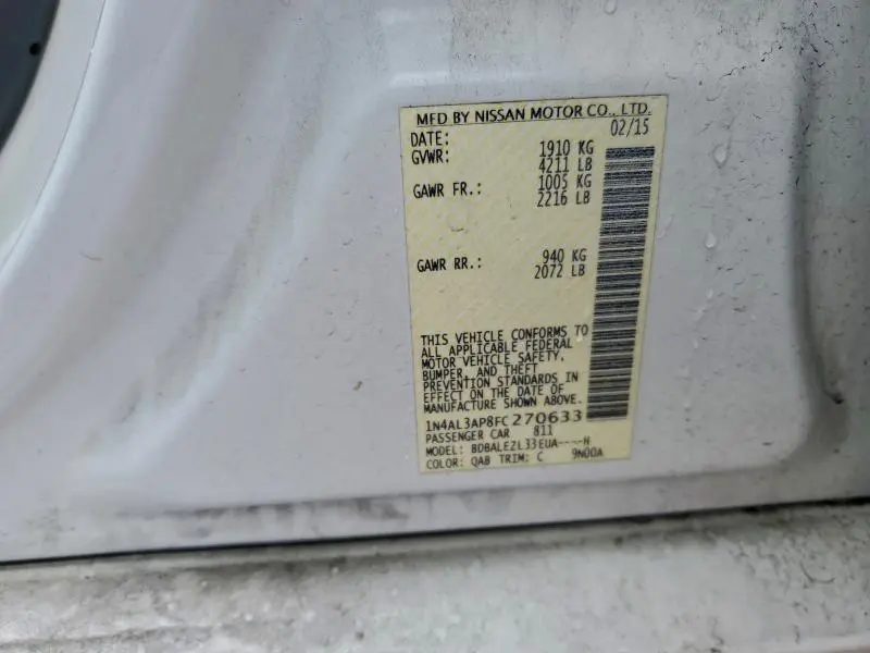 2015 NISSAN ALTIMA 2.5  