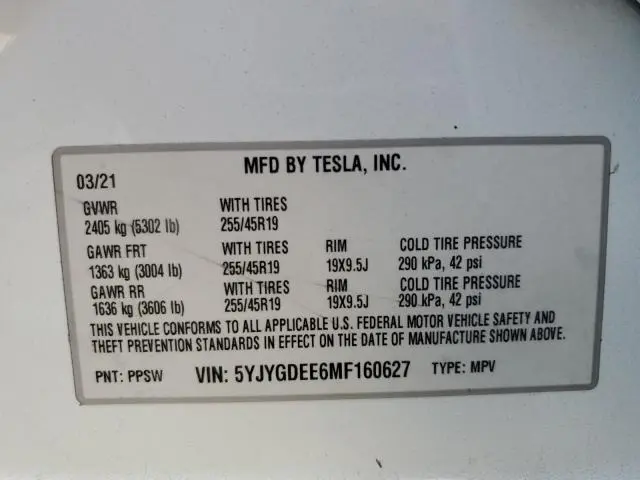 2021 TESLA MODEL Y   