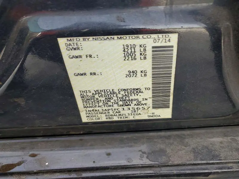 2015 NISSAN ALTIMA 2.5 SV  