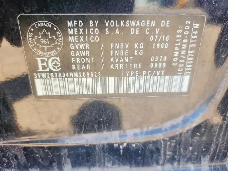 2017 VOLKSWAGEN JETTA S  