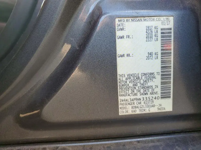 2017 NISSAN ALTIMA 2.5  