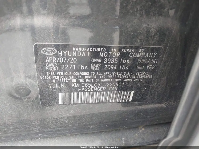 2020 HYUNDAI IONIQ HYBRID BLUE