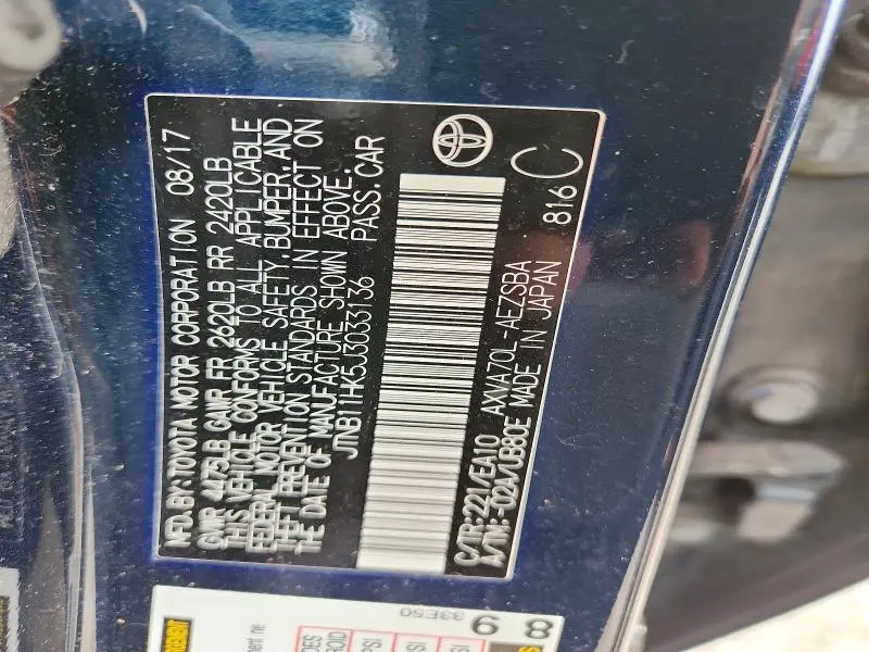 2018 TOYOTA CAMRY SE  