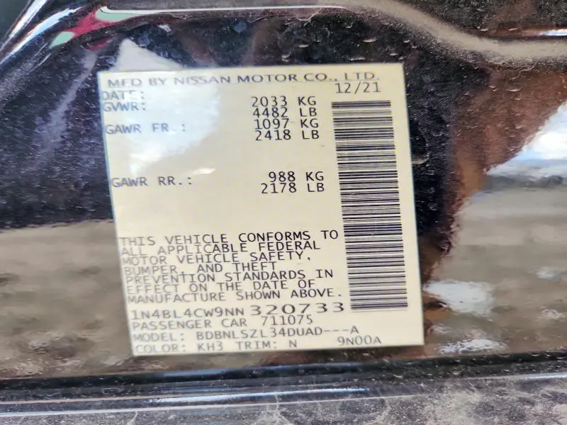 2022 NISSAN ALTIMA SR  