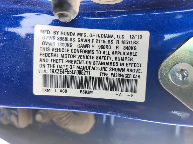2020 HONDA INSIGHT EX  