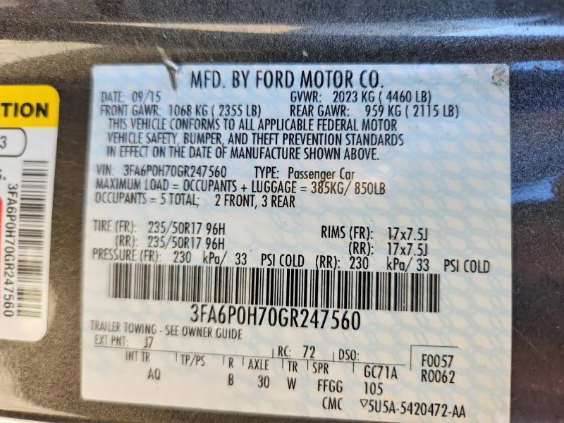 2016 FORD FUSION SE  